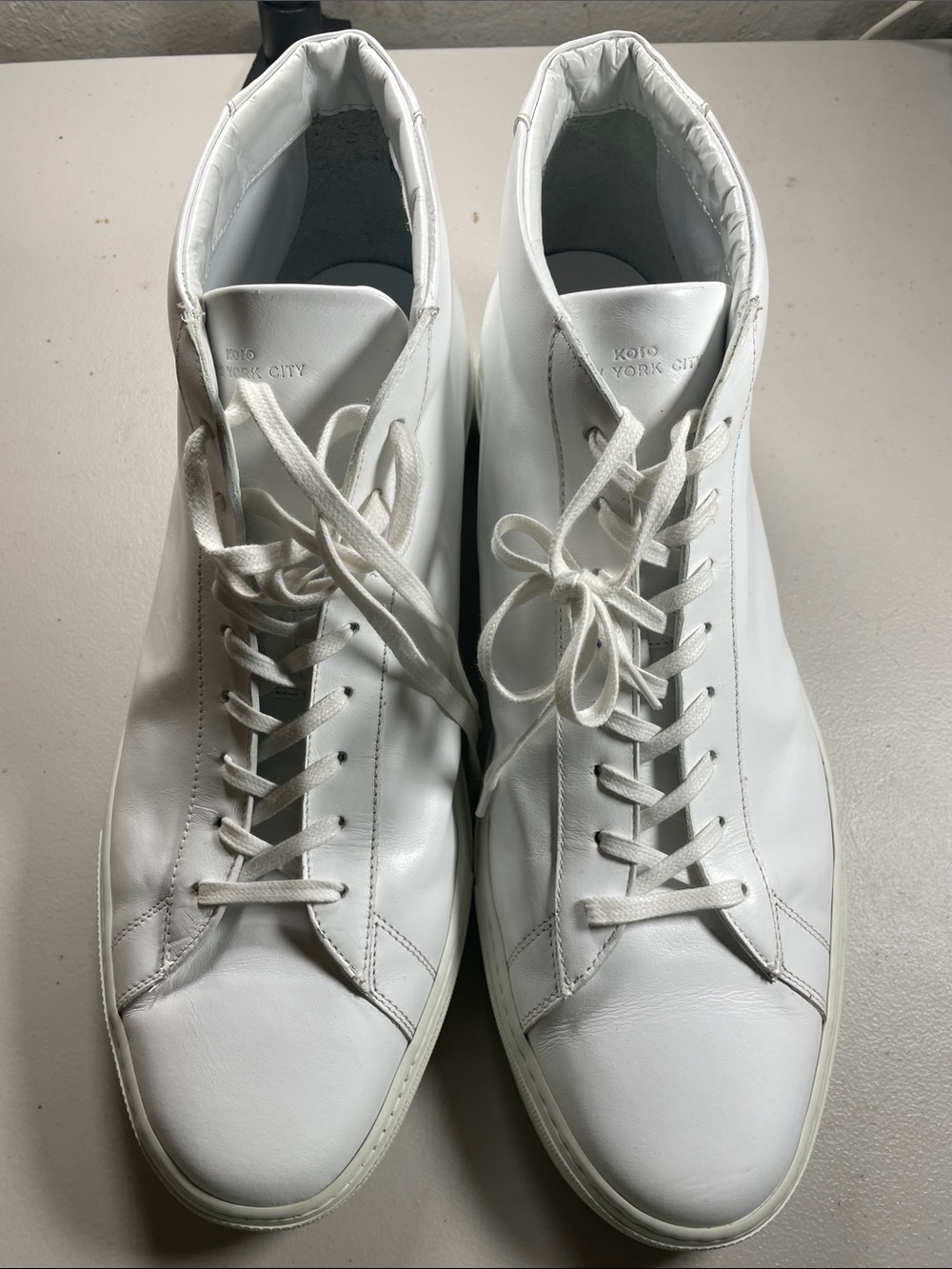 KOIO White Leather High-Top Sneakers
